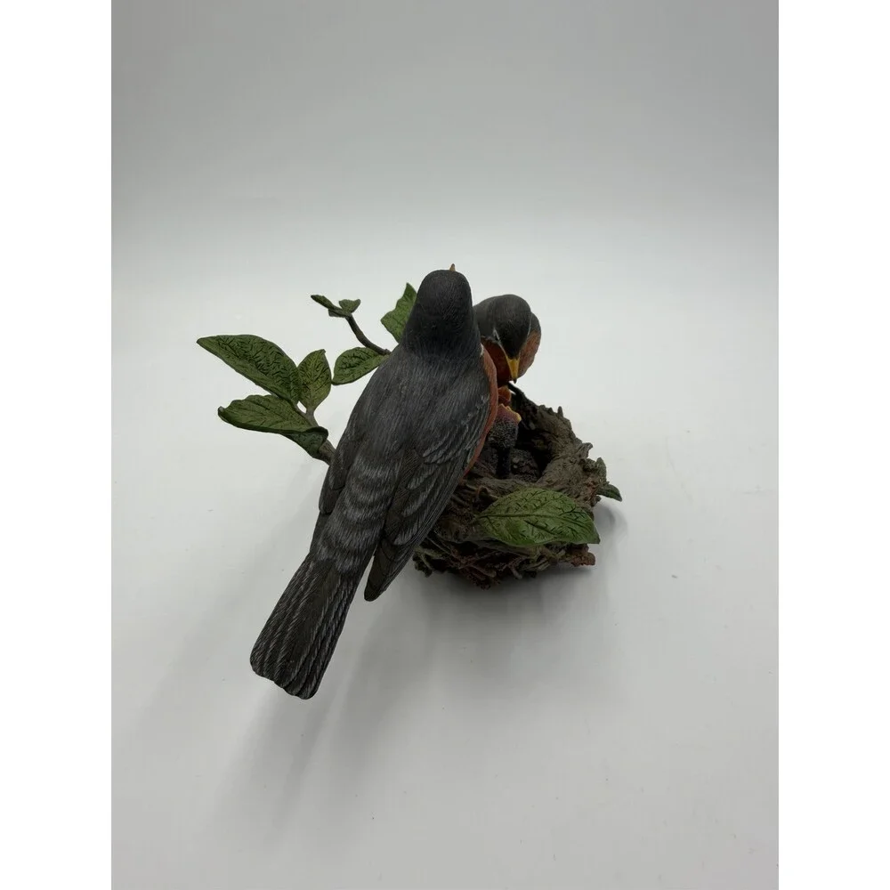Vtg Danbury Mint American Robins by Bob Guge Bird Nest Figurine 4”Hx6”L - Picture 8 of 8